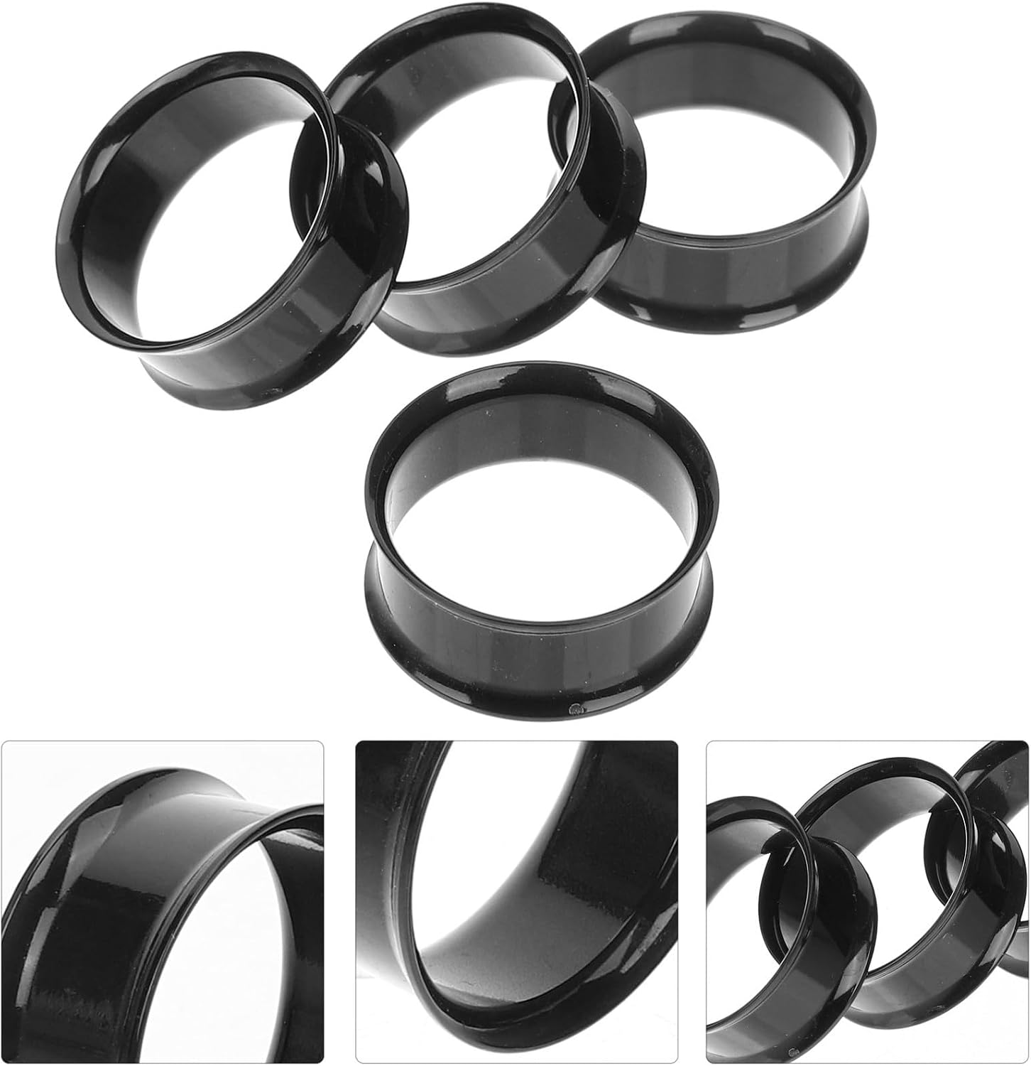 4pcs Acrylic Ear Stretcher Expander Black for Men Beginner Gauging