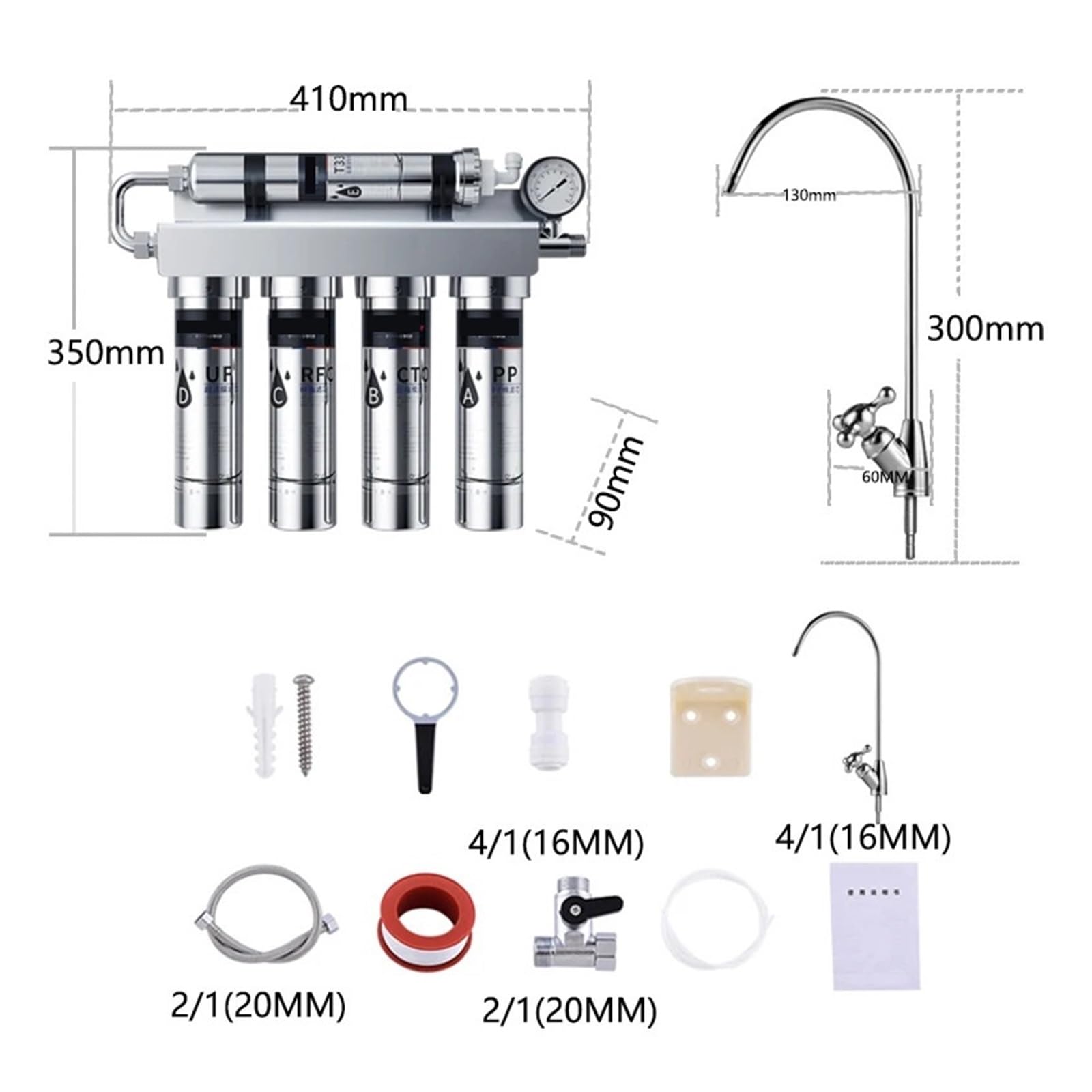 Ultrafiltracyjny system oczyszczania wody z kranem ze stali nierdzewnej - wydajny bezpośredni filtr wody do picia do kuchni domowej