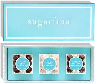 Sugarfina Cookie Lovers 3 Piece Candy Bento Box | Peanut Butter Bites, Birthday Cake Bites, Chocolate Covered Cookie Dough