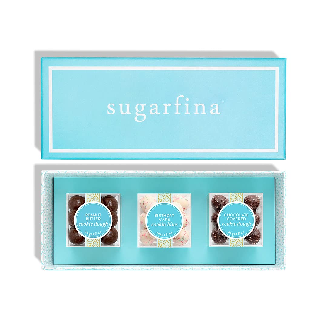 Sugarfina Cookie Lovers 3 Piece Candy Bento Box | Peanut Butter Bites, Birthday Cake Bites, Chocolate Covered Cookie Dough