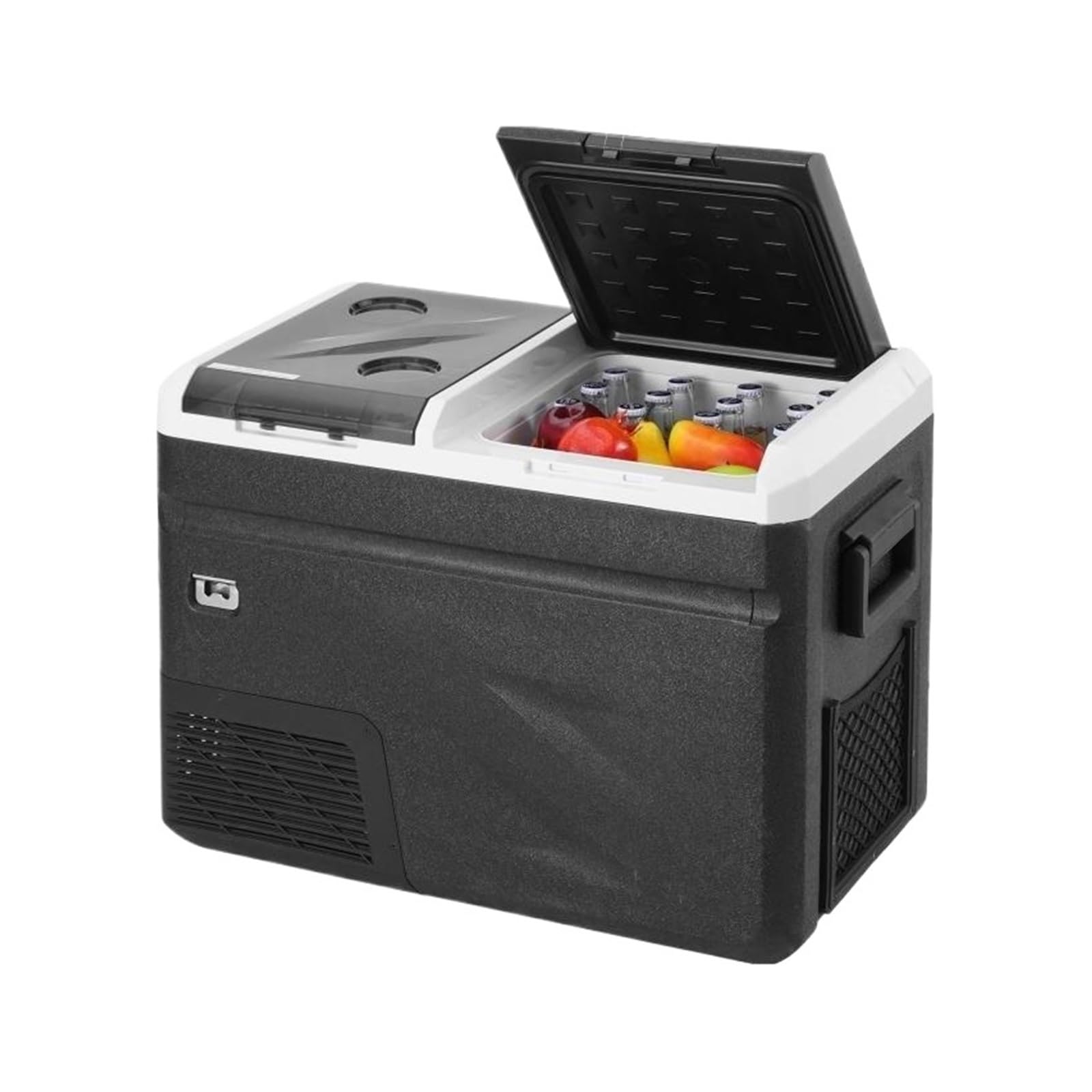 Refrigerador for Auto de 12 voltios, 38 Cuartos, congelador portátil de Doble Zona, compresor de Temperatura Ajustable.