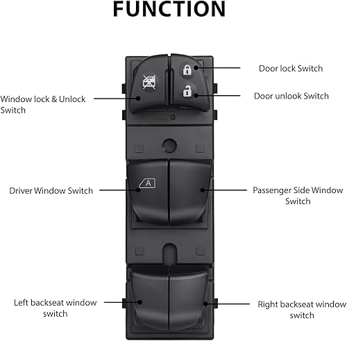 Miniatura 6 de Interruptor de bloqueo de puerta de ventana eléctrica del lado del conductor compatible con Nissan Altima Pathfinder Leaf Sentra Rogue 2013-2018,