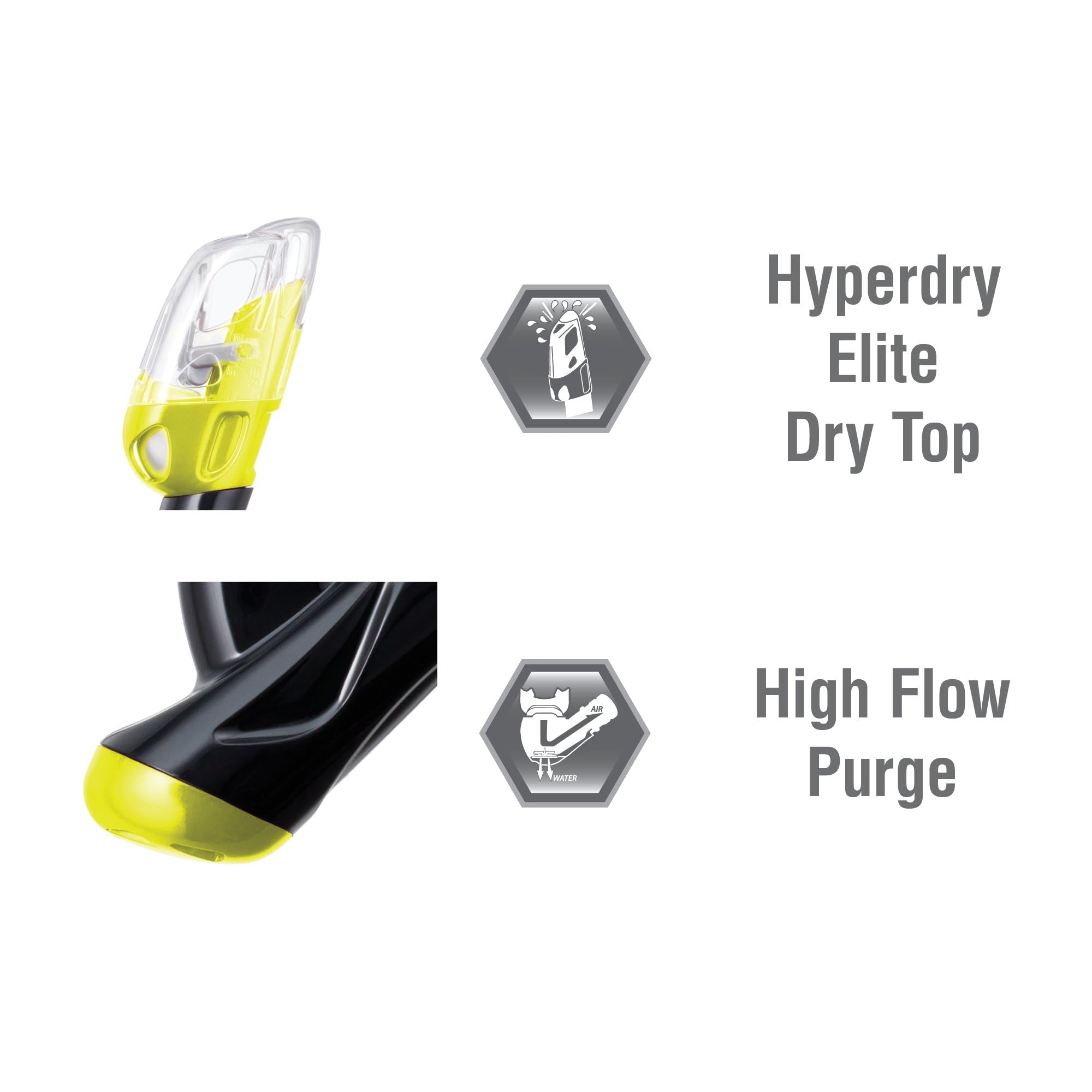TUSA Sport Máscara de purga 3D Imprex para adultos y esnórquel seco, negro/amarillo flash, UC-3325P-BKFY