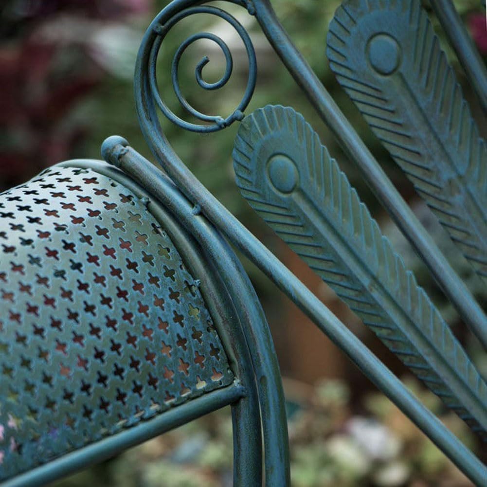 Zabytkowa Ławka Ogrodowa Peacock, 2-osobowa, Nośność 280 kg na Balkon | Żelazne Meble Ogrodowe z Ozdobnym Oparciem i Podłokietnikami, Odporne na Warunki Atmosferyczne