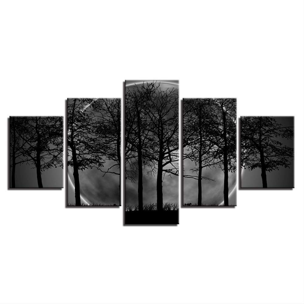 Toile murale Lunar Forest 5 pièces sans cadre pour décoration de salon moderne