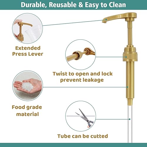 Miniatura 4 de COODUM 3 paquetes de bomba de jarabe de café para botellas Torani, DaVinci, Jordans Skinny Jarabe Torani, Dispensador de bomba Torani para conos de