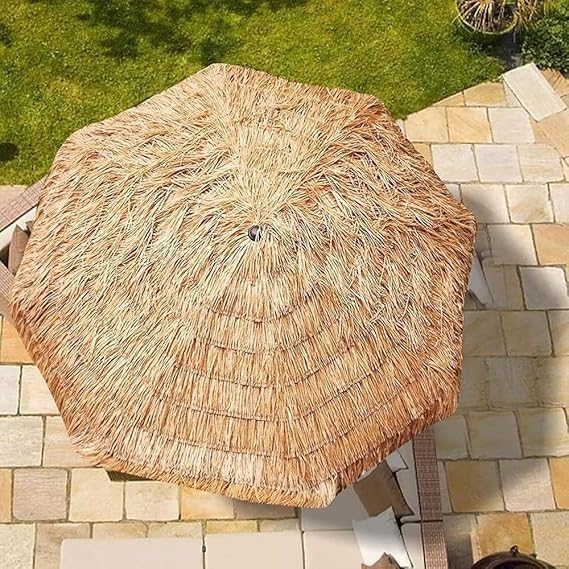 Chaume/Paille Toile de Rechange pour Parasol，Style Hawaïen Auvent de Remplacement 8 Baleines, Toile de Parasols de Plage, Φ270cm / Φ300cm