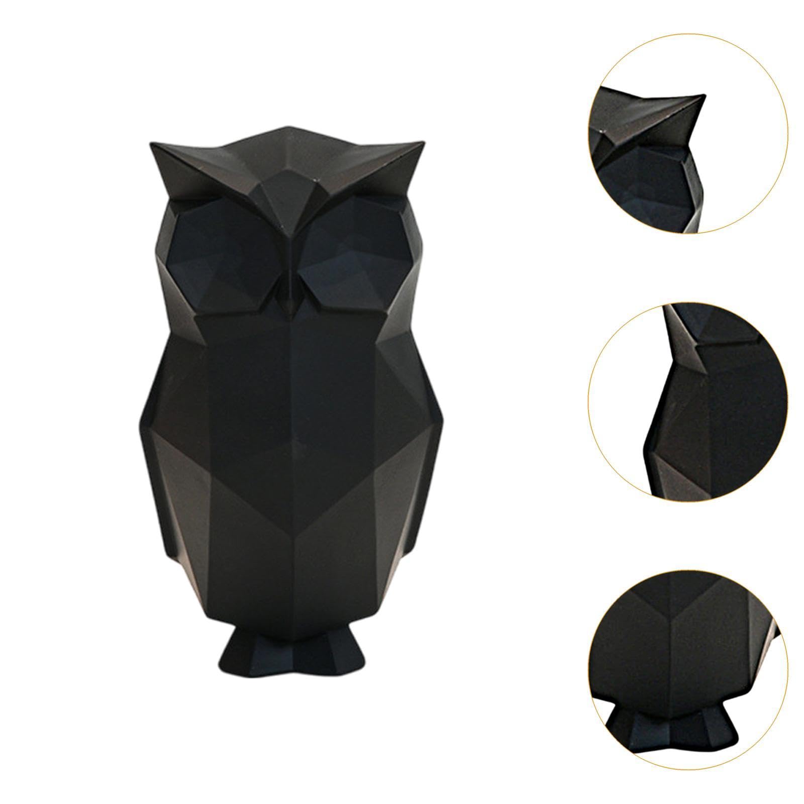 MagiDeal Figuras de búho Resumen Esculturas geométricas Portable de Trabajo de Resina Patio, Negro