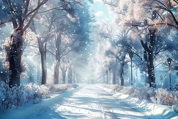 10x8ft Winter Photo Backdrop Snowflake Scenery Banner Background | Vinyl,Snow,Trees,Snowy,Christmas Decorations Background,Xmas Eve Fairy Tales Party,New Year Birthday,Cake Table Photo Booth