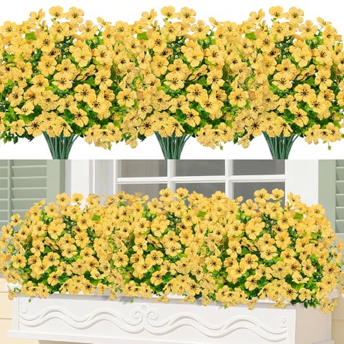 Image of Bassion 24 Bundles Artificial Flowers for Outdoors Fake Flowers, Yellow