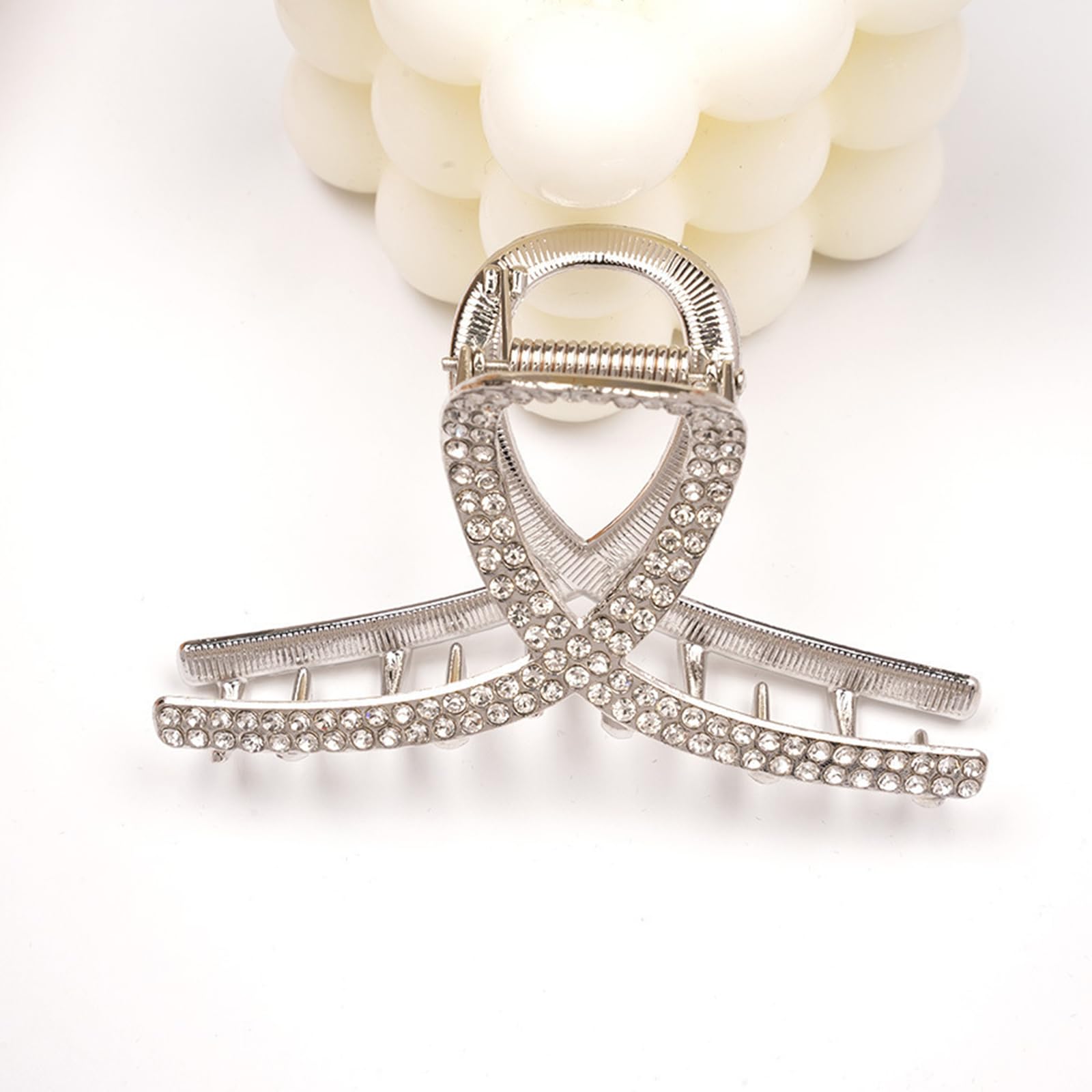 2 pinzas de diamantes de imitación para mujer, elegantes pinzas de metal dorado y plateado para cabello grueso, pinzas decorativas brillantes para el cabello para niñas (estilo 1) 7