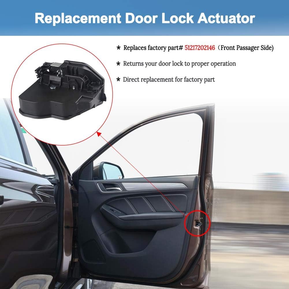 51217202146 51217059974 Serrure de porte avant droite à 5 broches pour Série 1 E81 E82 E87 Série 3 E90 E91 E92 E93 F30 Série 5 E60 E61 F10 Série 6 F12 F13 Série 7 F0. 1 pièce