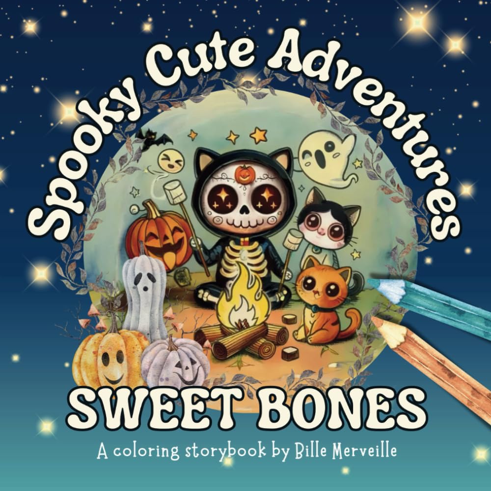Sweet Bones - Adventures of a Cute Little Skeleton: Spooky, Cute & Kawaii Goth Coloring Book for Teens and Adults (Sweet Bones - Coloring Storybooks)