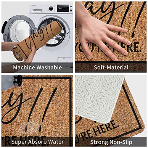 Door Mat 32 X 20 Inch Yay You're Here Indoor Outdoor Entrance Doormat Non Slip Welcome Funny Kitchen Bedroom #TOP4