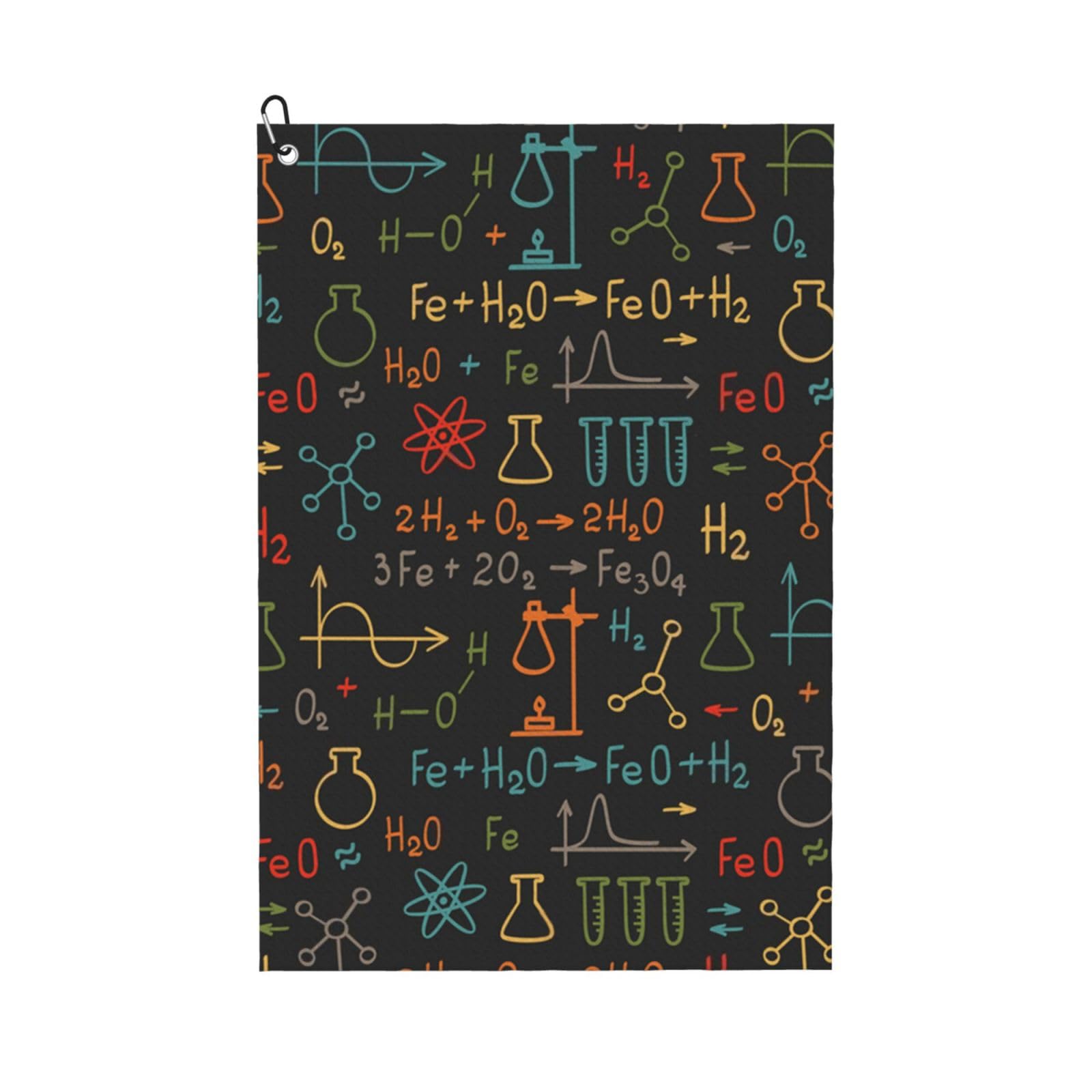 Hnnkloy Educational Chemistry Equation Experiment, 16x24 in Portable Waffle Golf Towels with Carabiner Clip for Golf Bag