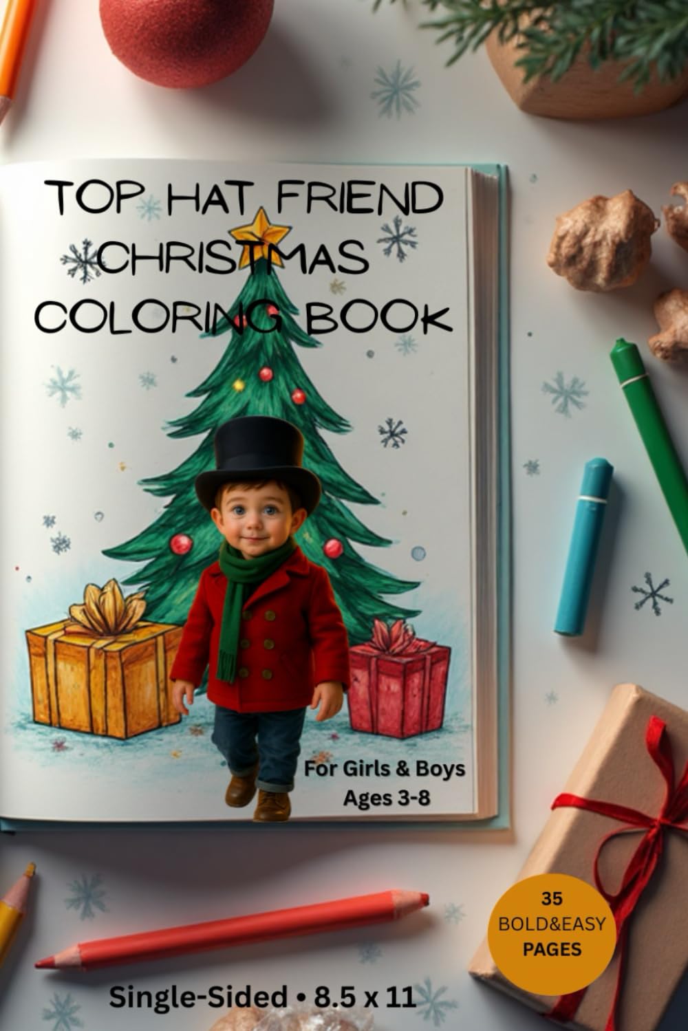 Top Hat Friends Christmas Coloring Book: A festive winter coloring book with original bold-line illustrations