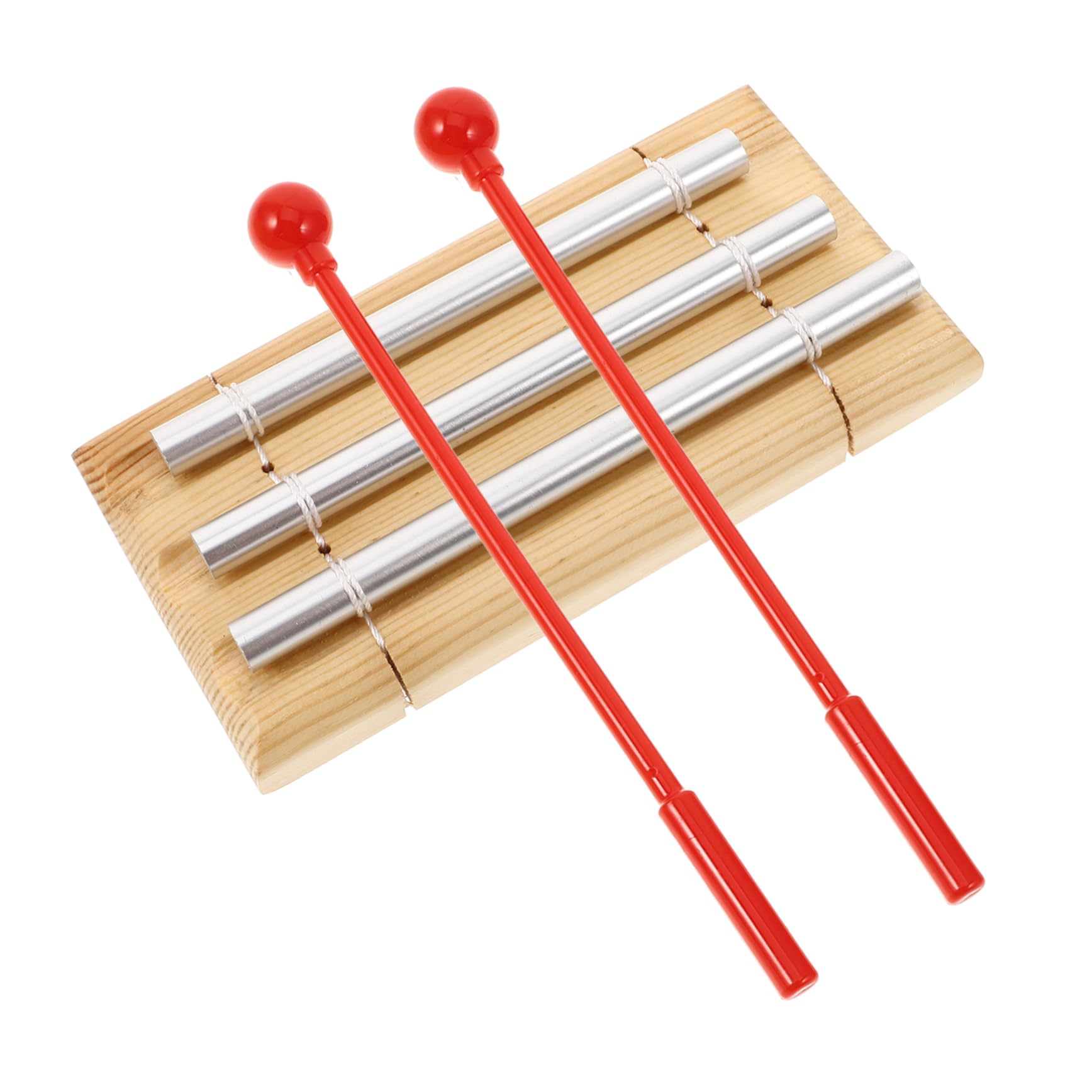 SUPVOX Three Tone Chime Bell Mallet Meditation Trio Hand Percussion for Adults Yoga Teachers' Classroom Chime Light Brown