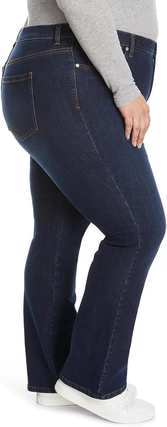 Nine West Women's Plus Size Bootcut Jeans for Women, High-Rise Trendy Stretch Denim Pants