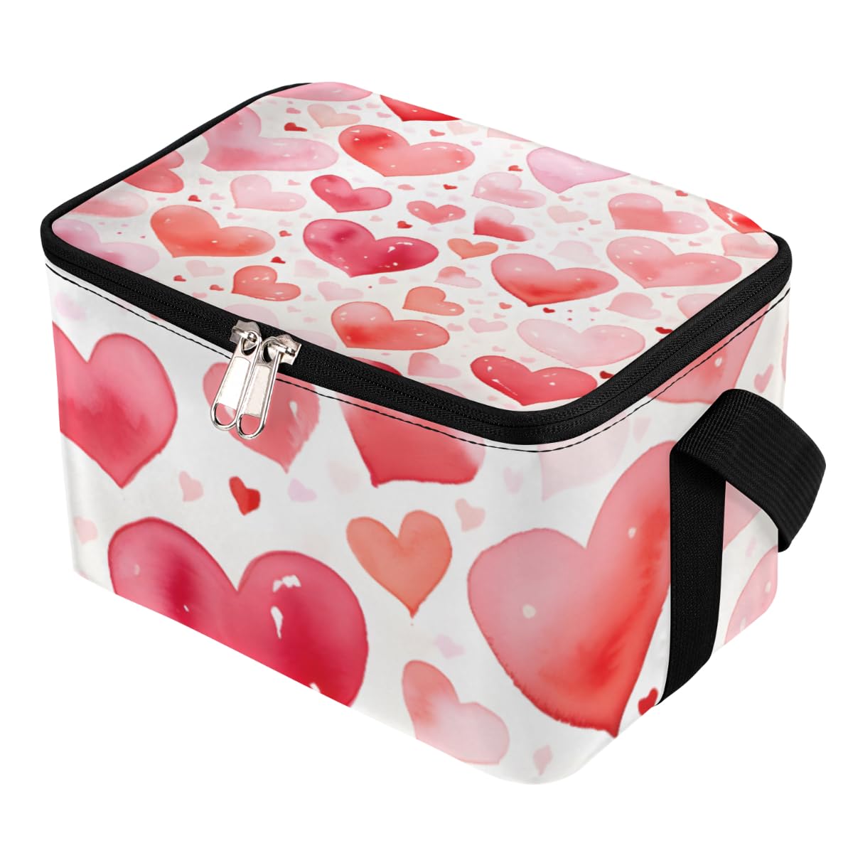 GzLeyigou Lunch Bags for Women Men 9 Cans,Pinks Love Heart Hot & Cold Food Delivery Bag Insulated Grocery Bag Insulated Lunch Box Cooler Bag for Office Work Picnic Beach