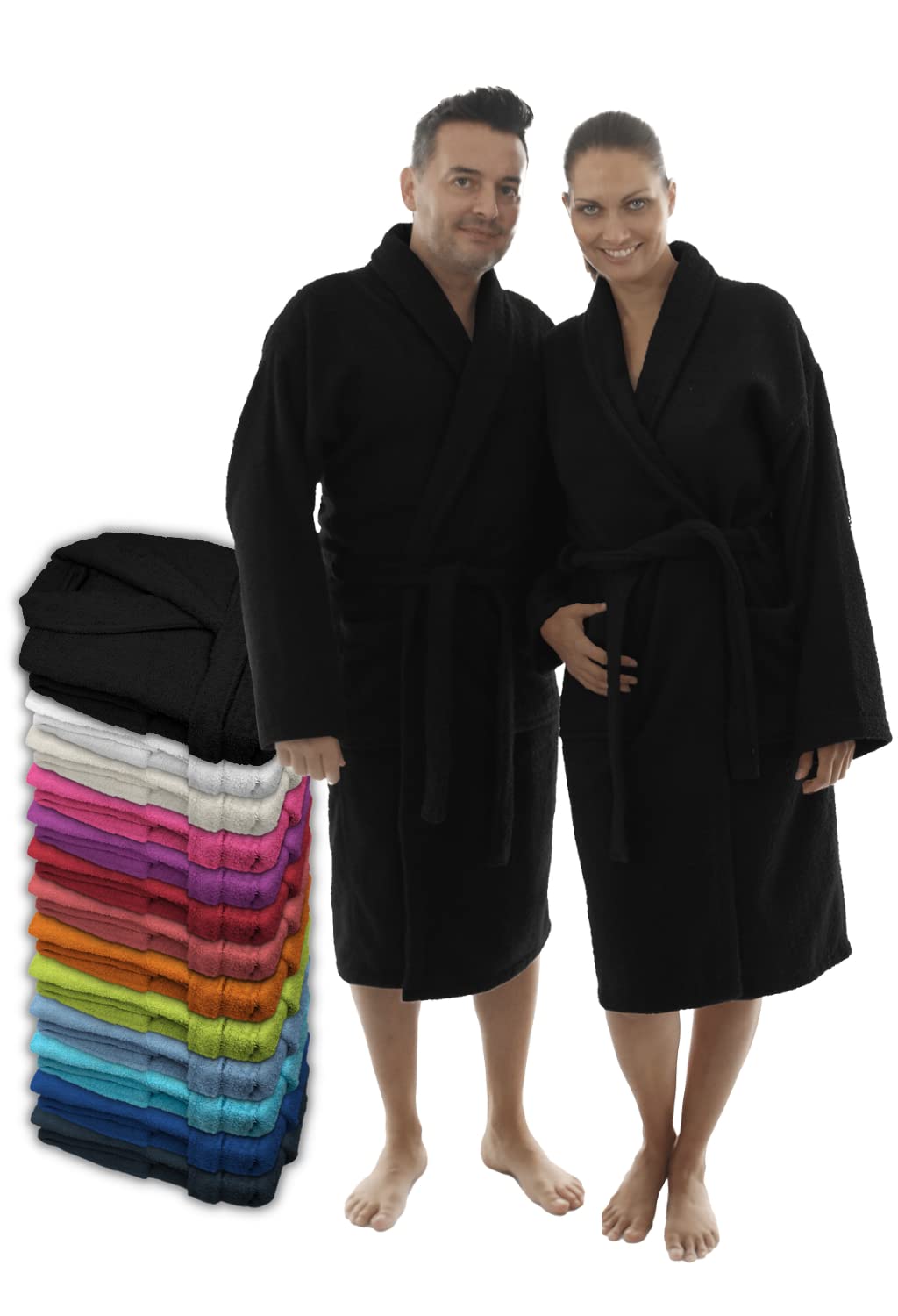LEBENGOOD Bademantel für Damen, Herren, Unisex, Frottee 100% Baumwolle, Weicher Morgenmantel Dusche, Größen Flauschig, Leicht