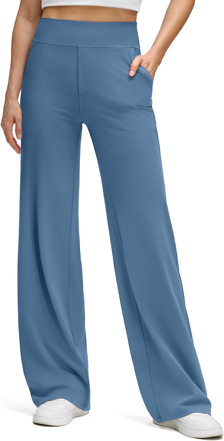 G4Free BareFeel High Stretch Wide Leg Pants for Women Soft Comfy Casual Yoga Pants with Pockets Petite/Regular/Tall