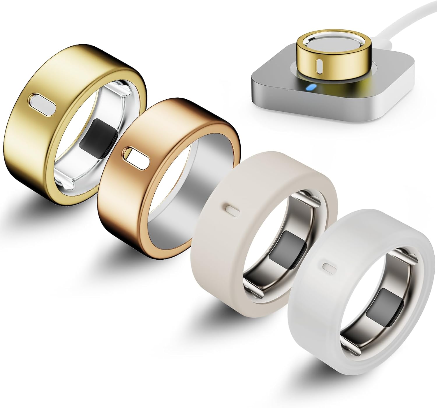 Protector Compatible for Oura Ring 4/Gen 3 Cover,Charging Directly,Finger Protector for Working Out Gym Women Men-Clear+Starlight+Rosegold+Gold-Size 8