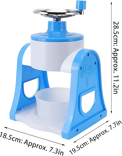 Miniatura 4 de Máquina de hielo afeitada con manivela de acero inoxidable, trituradora de hielo portátil para el hogar, la cocina, el restaurante (azul)