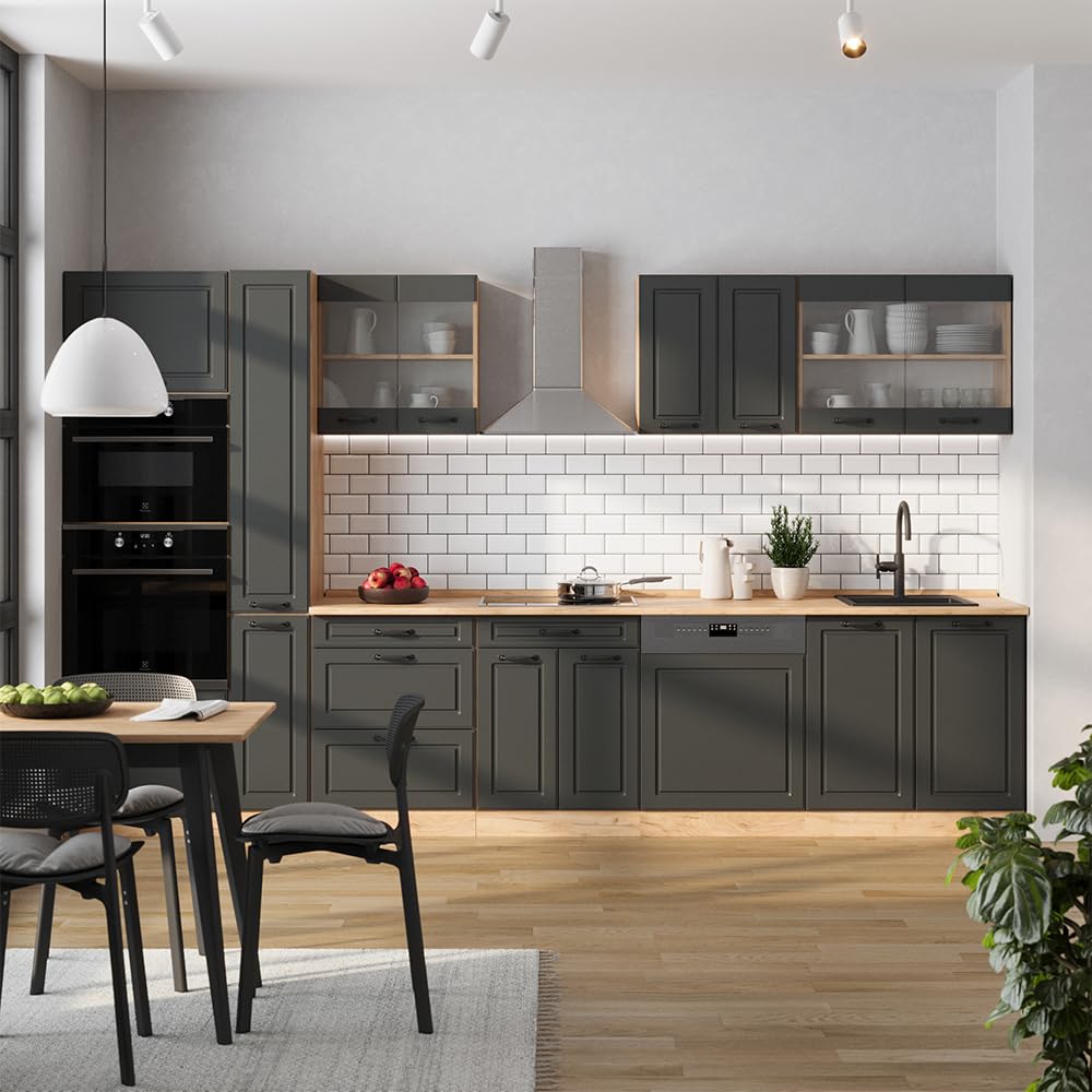 Vicco Cucina componibile R-Line, Antracite country/rovere dorato, 350 cm