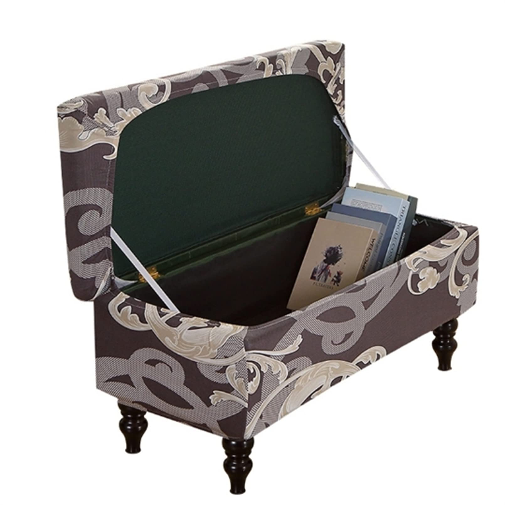 Ottoman Cover Rectangle Storage Slipcovers Removable Storage Bench Cover Footrest Stool Slipcover for Living Room Bedroom,B,S