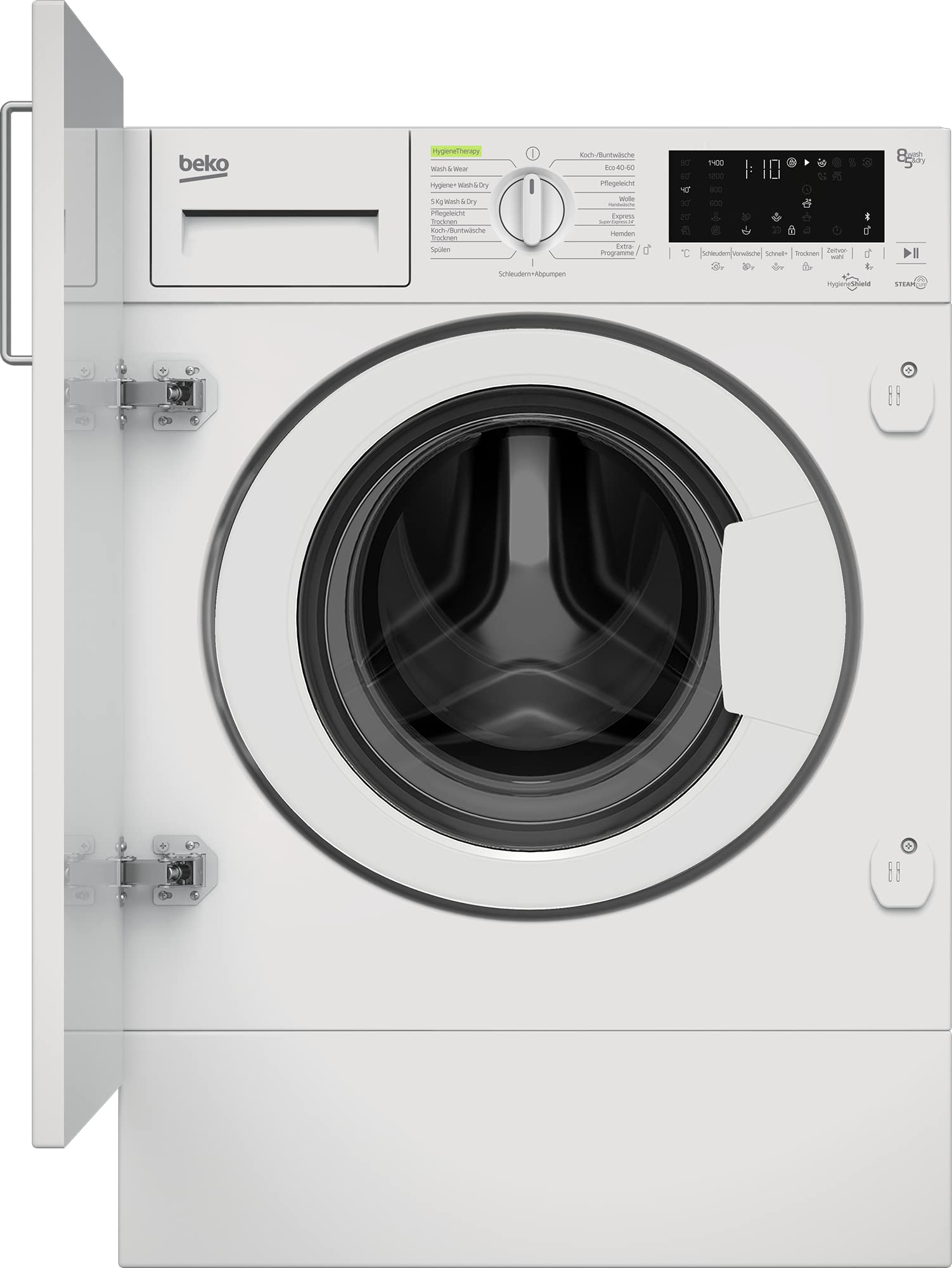 Beko WDW85141Steam1 Waschtrockner, 8 kg Waschen, 5 kg Trocknen, Touch-Display, Bluetooth, Dampffunktion, ProSmart Inverter Motor, Weiß
