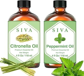 Siva Citronella Essential Oil and Peppermint Essential Oil 4oz Bundle Super Saver Combo – Premium Grade Value Set for Aromatherapy, Skincare and Haircare