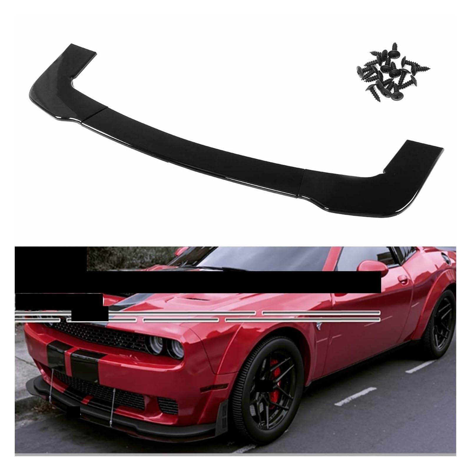 Protezioni Per Paraurti Anteriore Splitter In ABS Rosso Compatibili Con Dodge Challenger SRT Hellcat 2015-2021 - 3