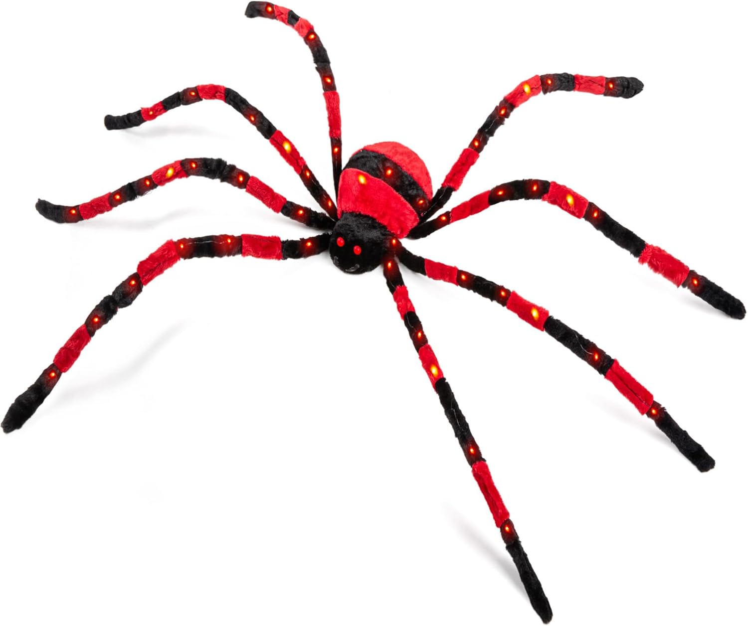 Halloween Decorations 5ft Giant Glowing Spider, 60inch Scary Spider with 56 LED Light, Timer, Creepy Spooky Decor, Light Up Eyes, Haunted Horror Prop for Spiderweb, Indoor, Outdoor, Yard (Red)
