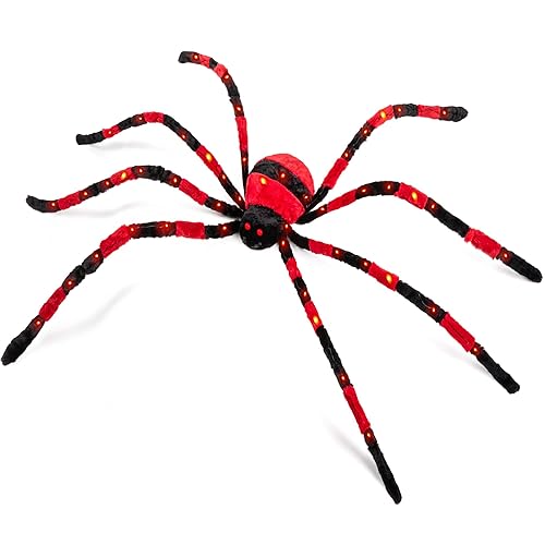 Halloween Decorations 5ft Giant Light Up Spider, 60inch Scary Spider