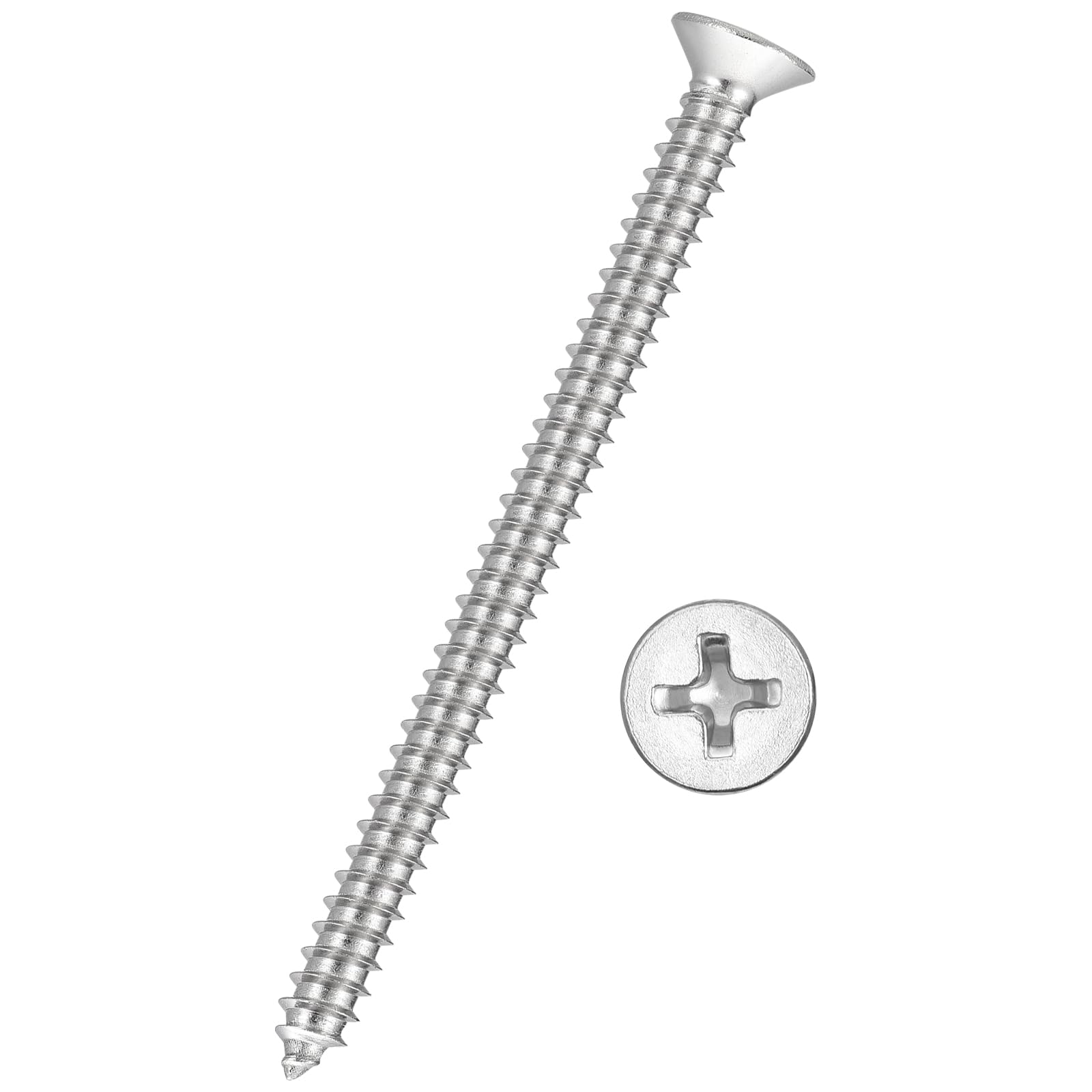 Kozelo 25pcs Phillips Flat Head Wood Screws - [#12x3-1/8"] 304 Stainless Steel Countersunk Self Tapping Screws for Furniture Assembly, Interior Trim, Outdoor Construction, Silver — image 1