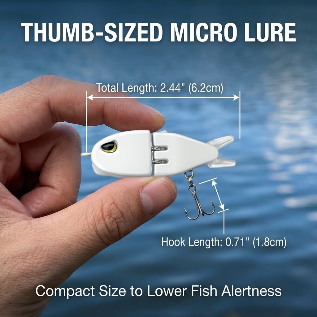 2 mini esche per pesca alla spigola, esche da 6 cm snodate con azione di nuoto realistica, esca a lento affondamento per pescatori d'acqua dolce, attrezzi da pesca all'aperto regali