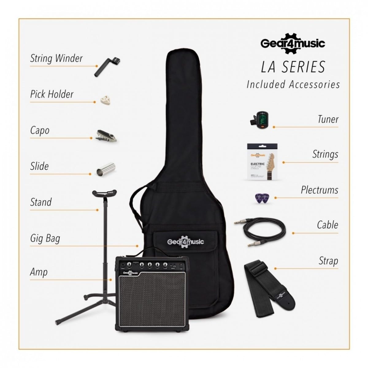 Dimensione completa Kit per chitarra elettrica LA by Gear4music 15W pacchetto completo Blue