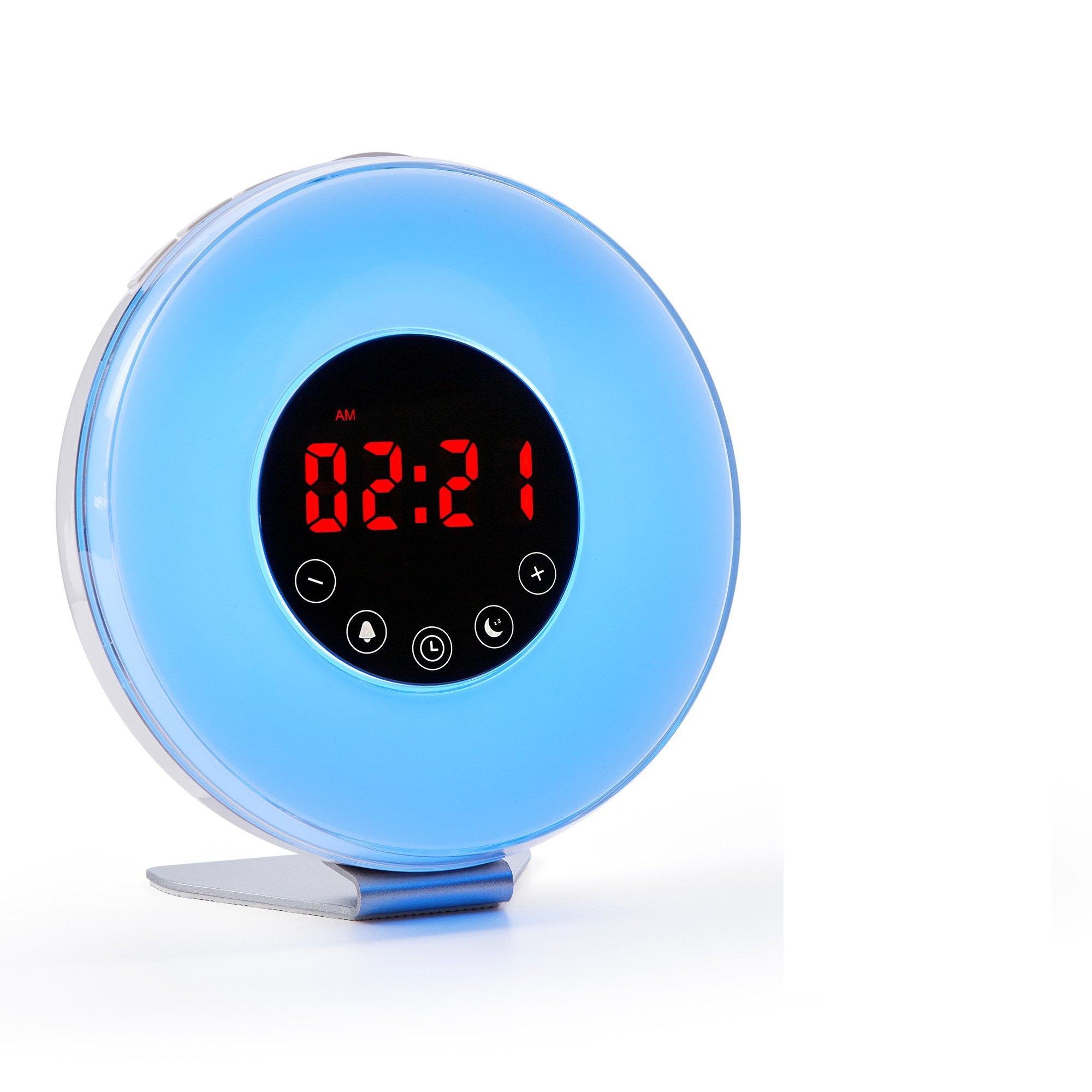 Wake Up Light Alarm Clock Sunrise/Dawn Simulation Digital Alarm Clock| LED Display Night Light| 7 Changing Colours Touch Control Snooze Function FM Radio, Nature Sounds for Natural Wake Up