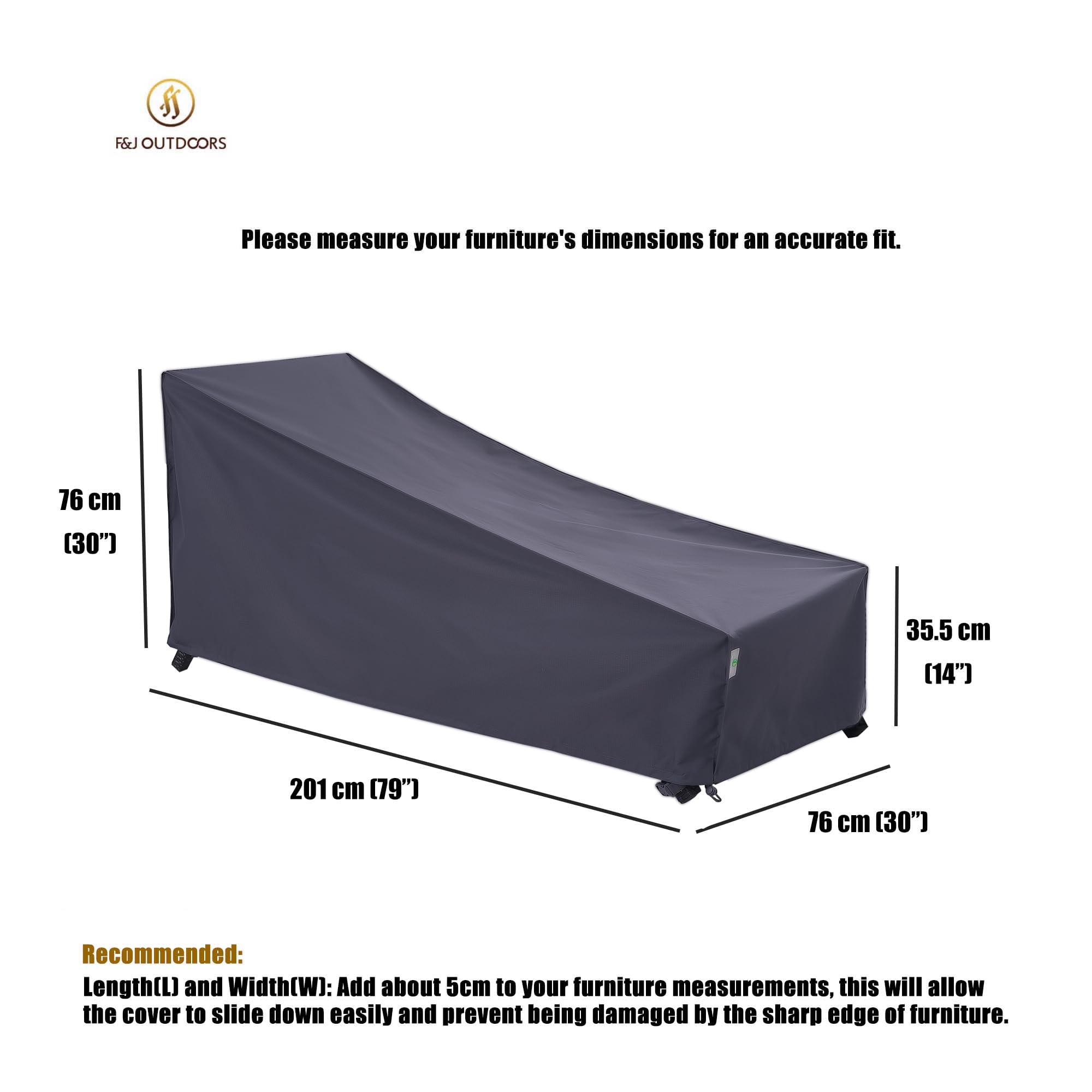 F&J Outdoors Sdraio da Spiaggia Coprisdraio Copertura per Lettino da Giardino Copri Poltrona da Esterno Impermeabile Custodia Protettiva Antipolvere Resistente alle alte/neve 201x76x35,5/76cm