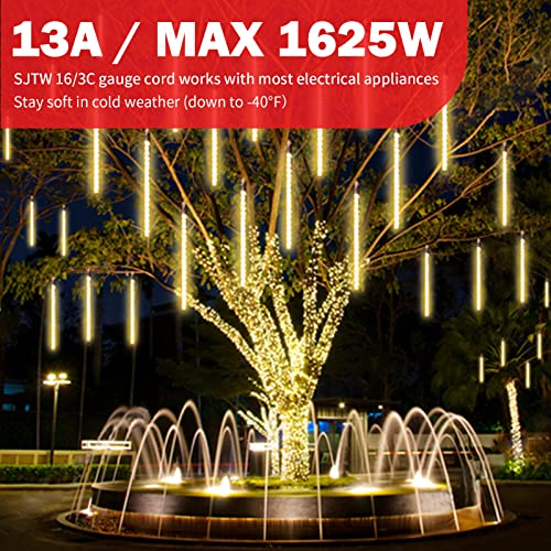 Ep 10 Ft Outdoor Extension Cord - 16/3 Sjtw Durable Black Electrical Cable With 3 Prong Grounded Plug #TOP6