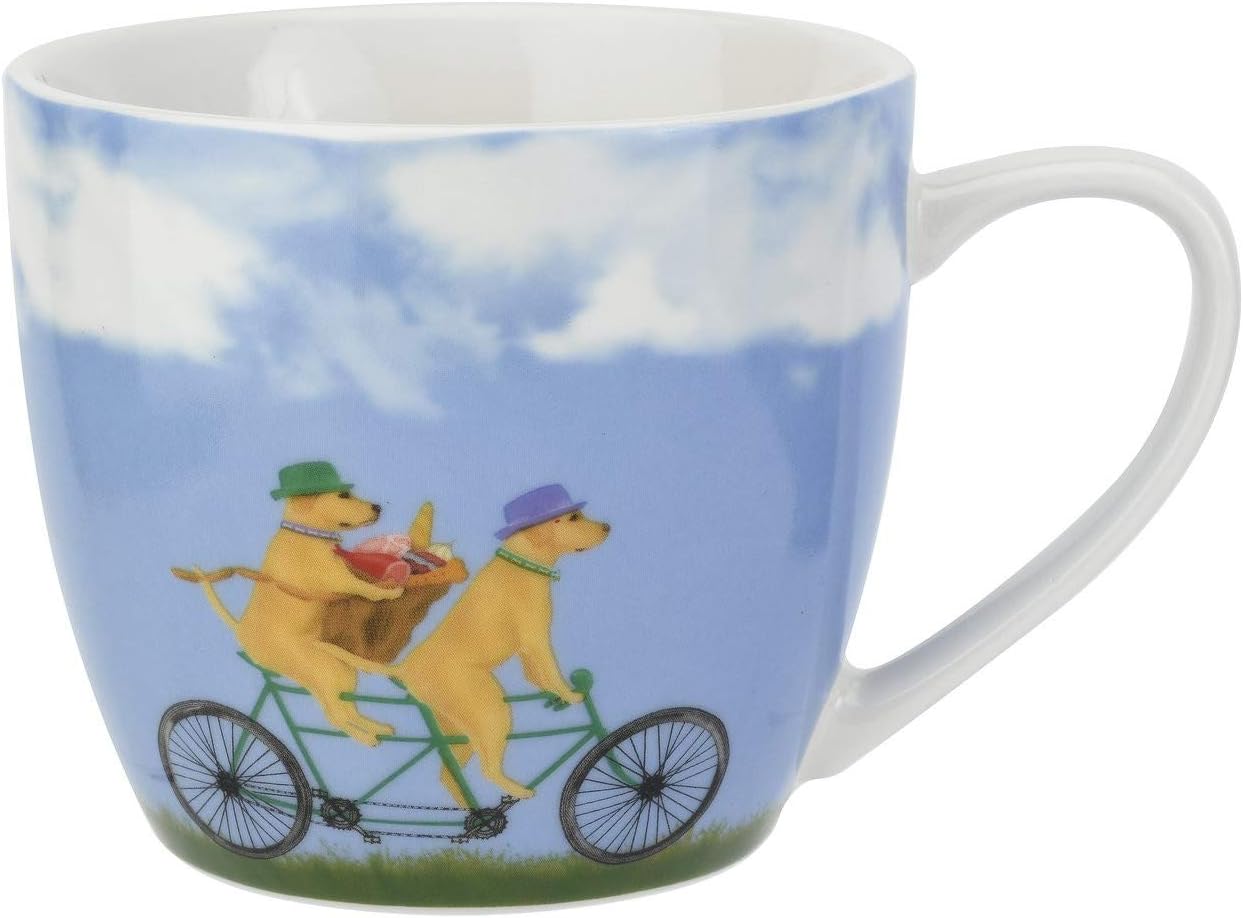 Pimpernel Pedaling Pups Labrador Collection Mug | 16 Oz Coffee Cup | Made from Porcelain | Large Tea, Espresso, and Hot Cocoa Mug with Handle | Dishwasher and Microwave Safe