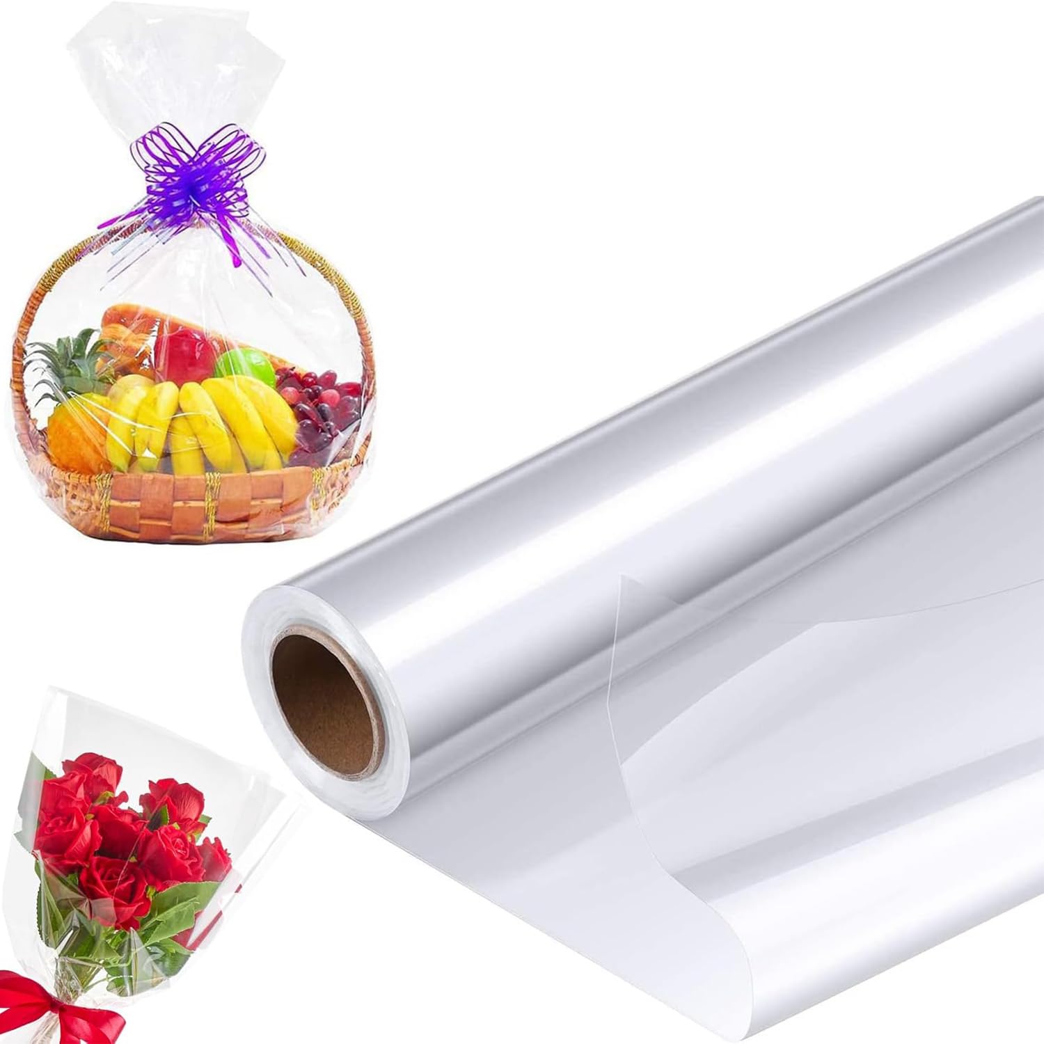 Geschenkfolie transparant, 80 cm x 30 m cellofaanfolie, cadeaufolie, transparant cadeaupapier, cellofaanfolie