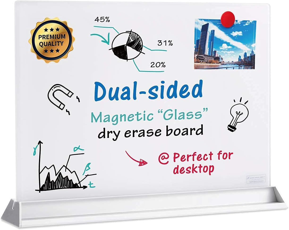 Audio-Visual Direct Magnetic Desktop Memo White Board Planner for Reception & Office (Divider, White)