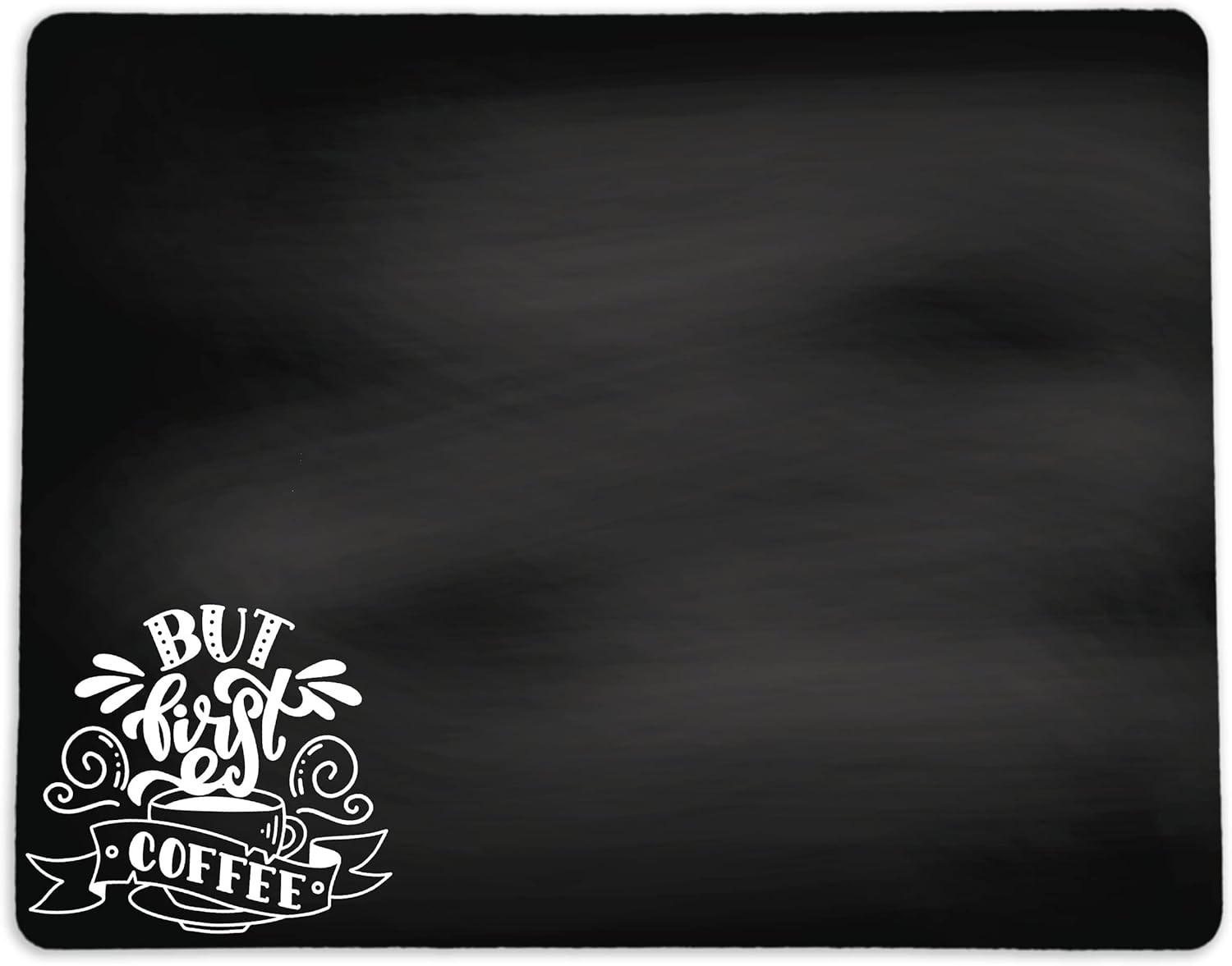 Chalkboard Style Placemat for your Coffee Maker or Espresso Machine - Washable Spill Mat for your Coffee Bar - Made in the USA (But First Coffee, 15 x 19)