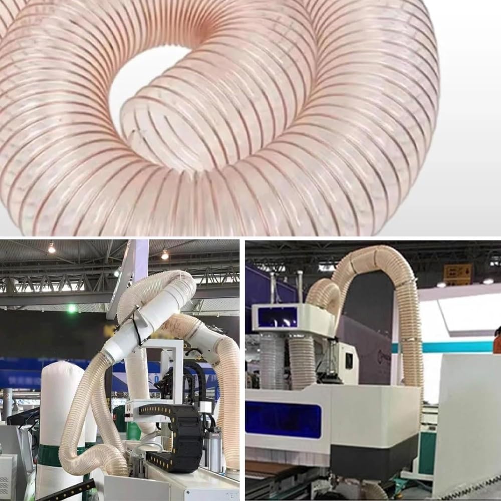 Manguera de recogida de polvo transparente de alta calidad, manguera de vacío en espiral de alambre de acero flexible, conducto de aire retráctil para herramientas eléctricas y uso Worhop