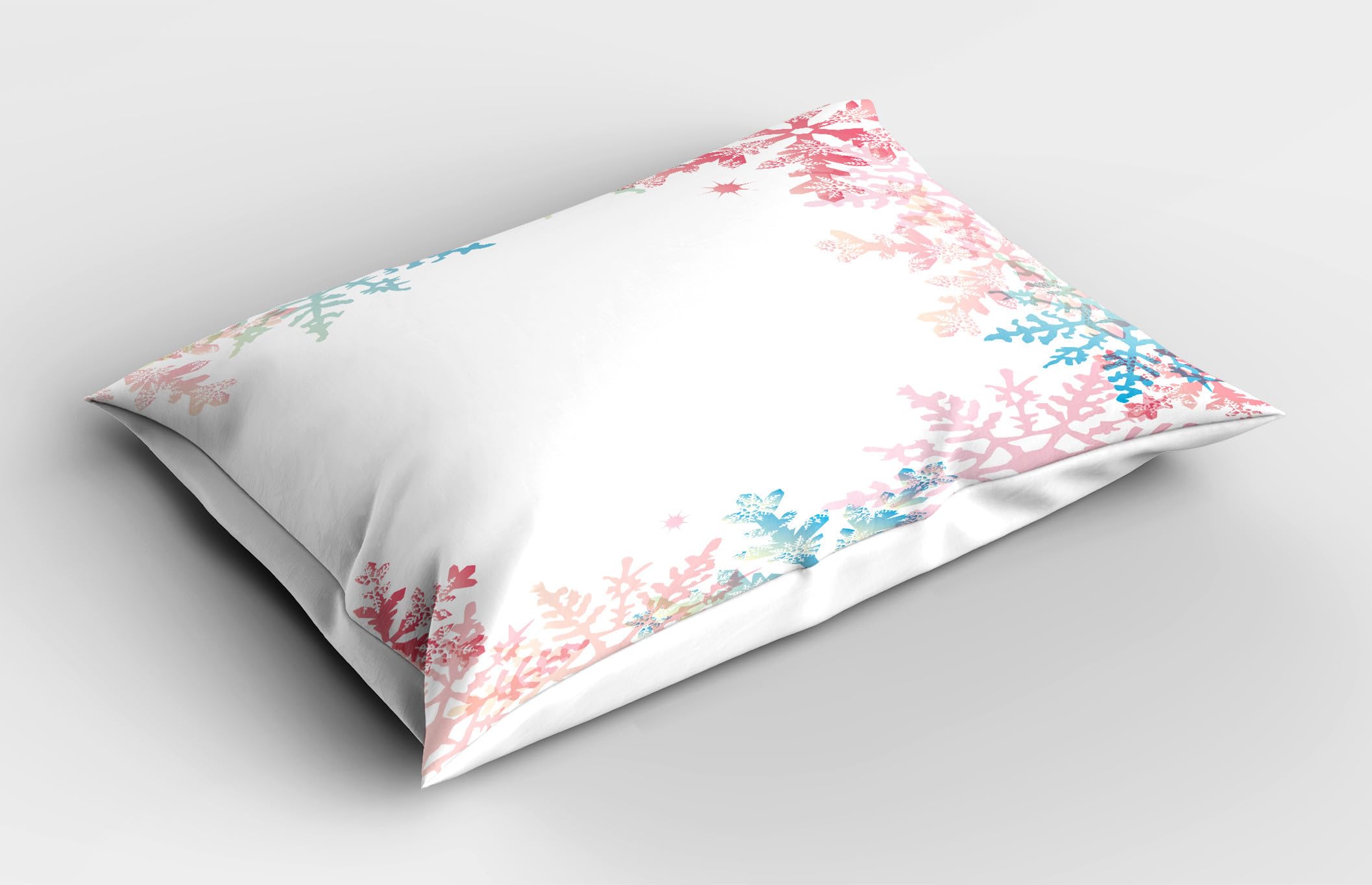 Ambesonne Winter Pillow Sham Set of 2, Abstract Winter Inspired Snowflake Design with Soft Color Palette Image, Quality Microfiber Bedding Item for All Seasons, 30