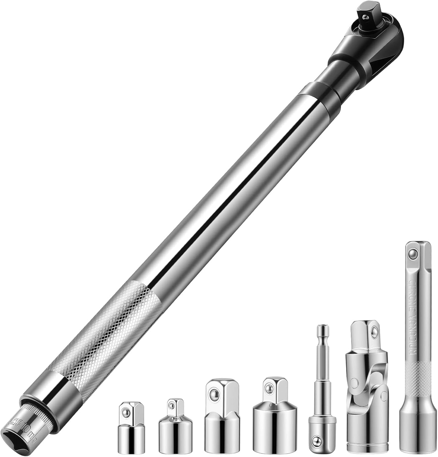 DISEN 1/2" Offset Extension Wrench Impact, Socket Wrench Extender Tool for Electric Drill, Torque Wrench, Ratchet Wrench, Socket Adapter, With 3/8", 1/4" Adapters for Tight Spaces