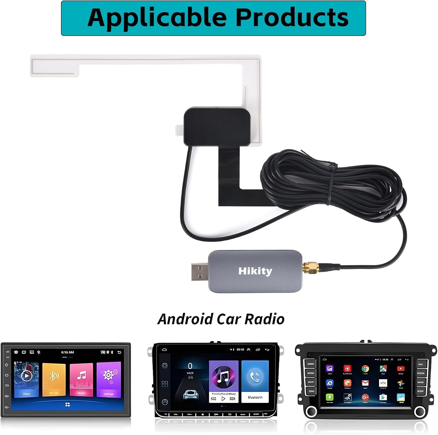 [2026 Nuovo] Hikity DAB/DAB+ Adattatore, DAB Dongle in Macchina Ricevitore Radio Digitale USB 2.0 Stick con Antenna Auto per Android Autoradio