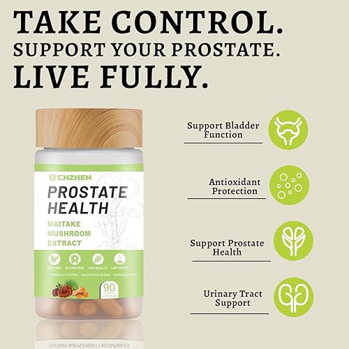 Miniatura 3 de Suplemento de apoyo para la salud de la próstata con mezcla de hongos, palma enana americana, promueve la energía de la próstata, la salud cardíaca,