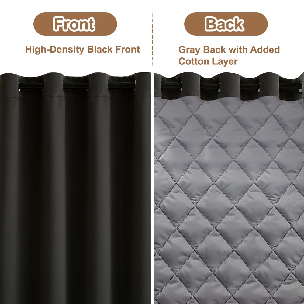 PANOVOUS Thermal Door Curtain for Winter 2-Layer Blackout Curtain with Cotton Lining - Image 2